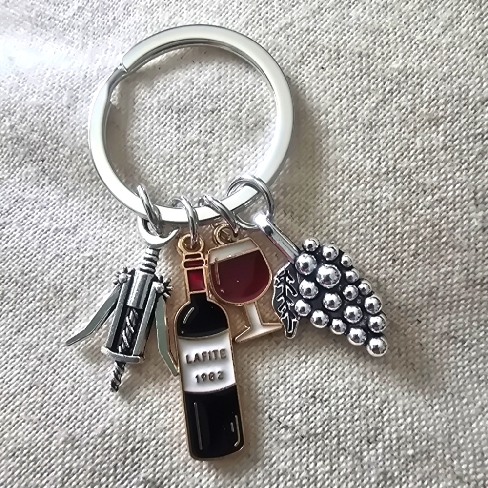 Silver/Color Wine Bag charm/Keychain New